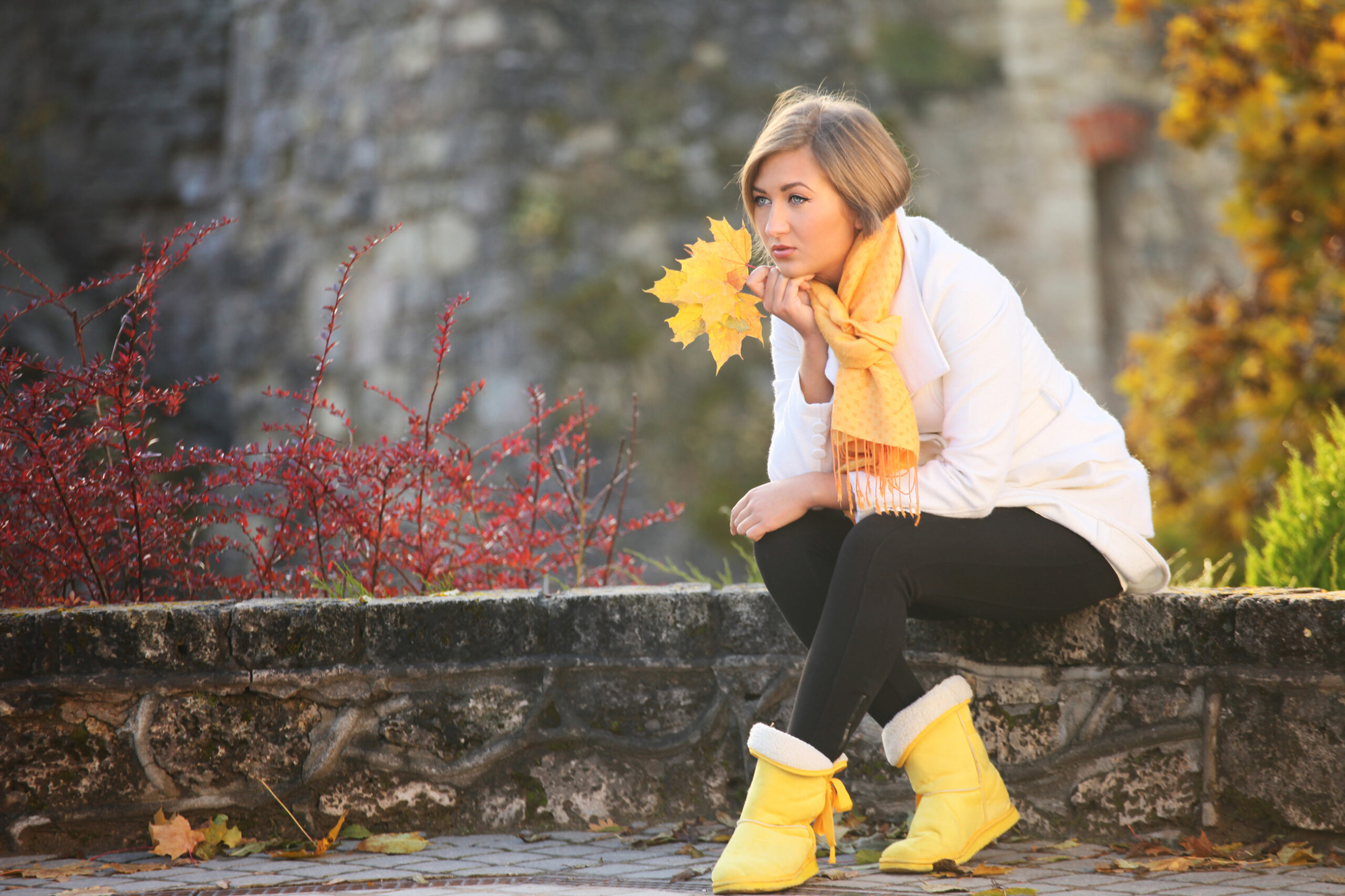 Thoughtful,beauty,relaxing,in,autumn,park