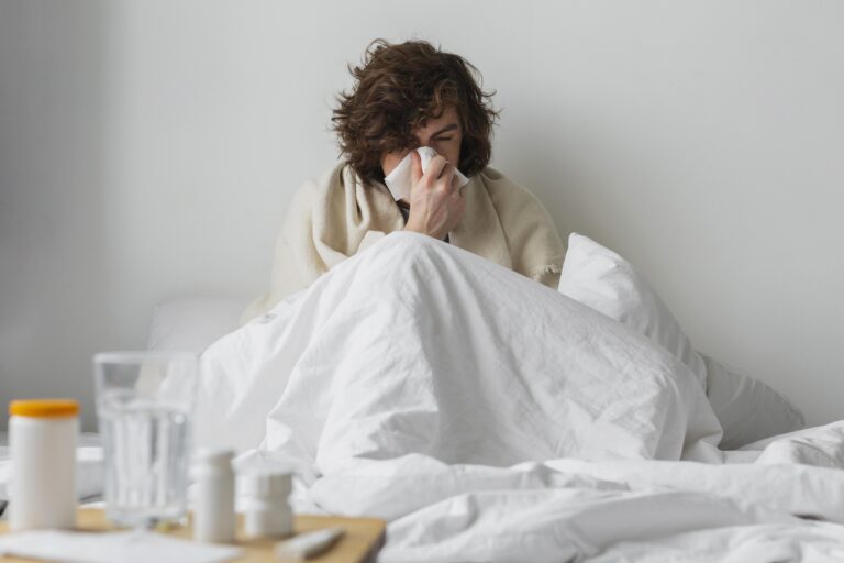 Young Sick Man Staying His Bed 1