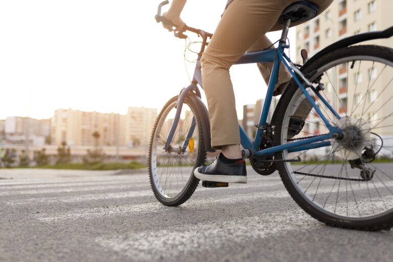 Close Up Man Riding Bicycle