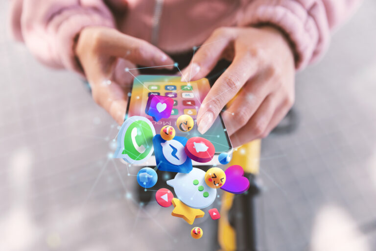 Hands Holding Smartphone Social Media Concept
